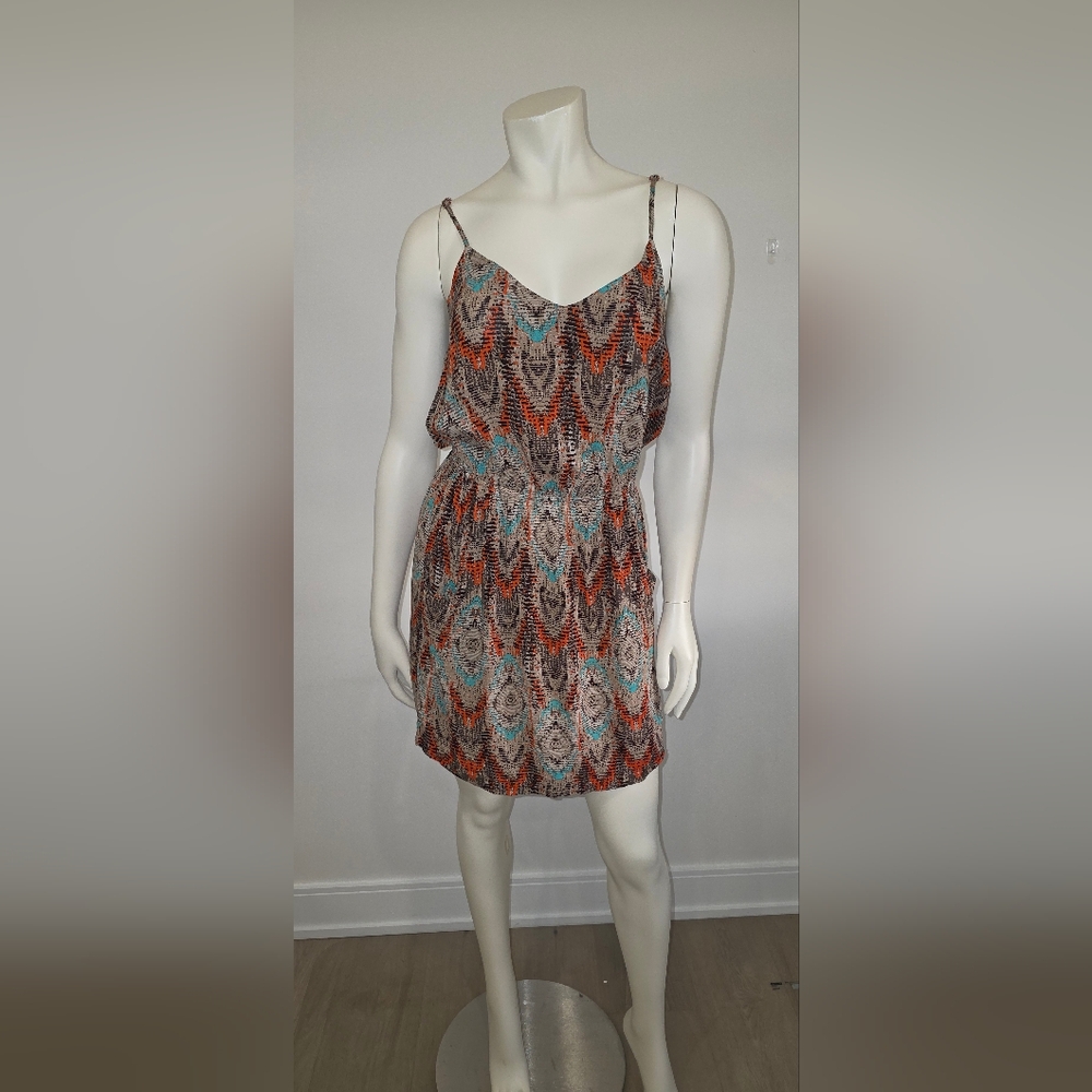 Geomitric print Viscosd Beach dress cover up  With Pocket, XS